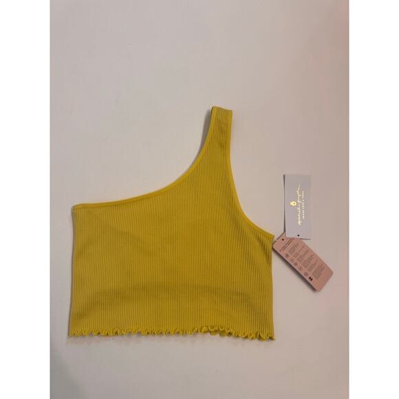 NWT Spiritual Gangster Luna One Shoulder Crop Top Lined Women's Size M/L Yellow - Picture 3 of 5
